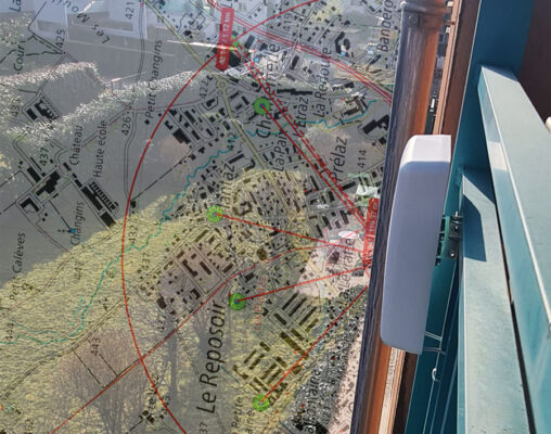 Cell Tower Map and 4G Panel Antenna on Balcony