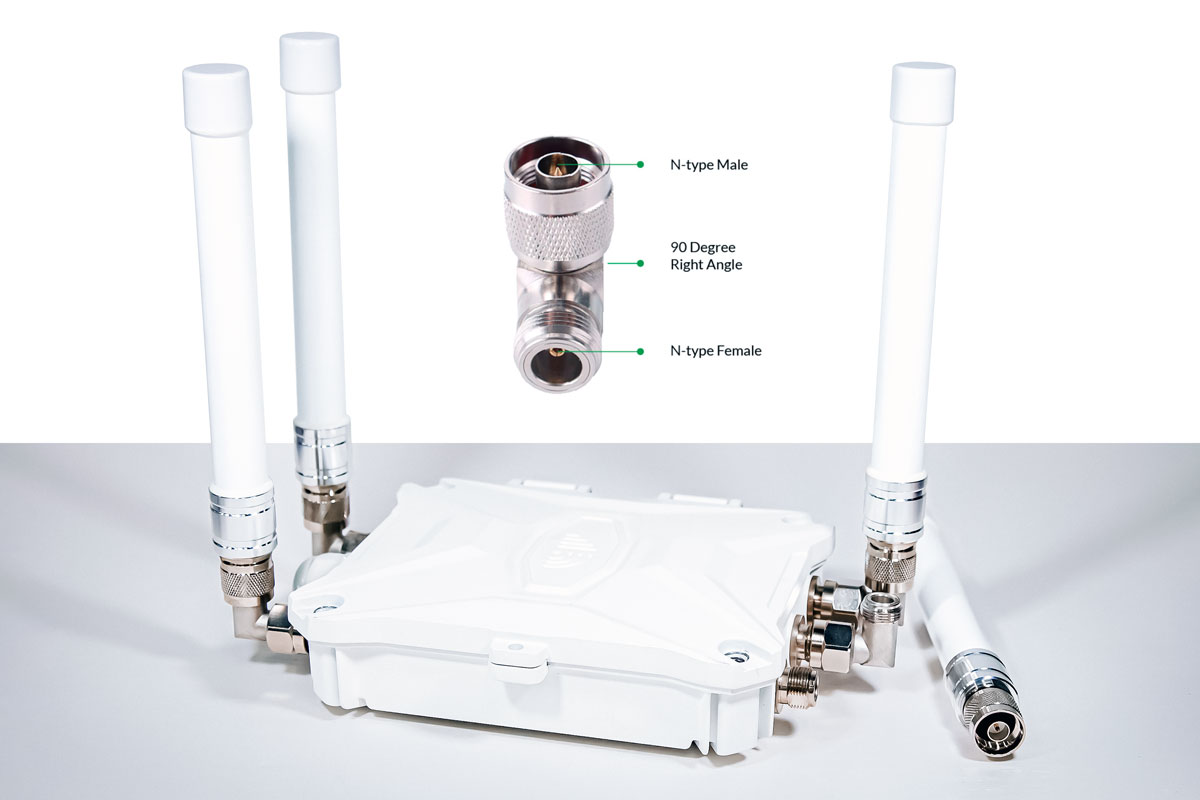 Omni Antennas on N Right Angle Connector Adapters