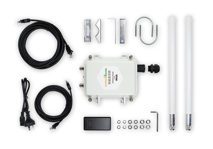 Outdoor 4G Router Full Kit Components